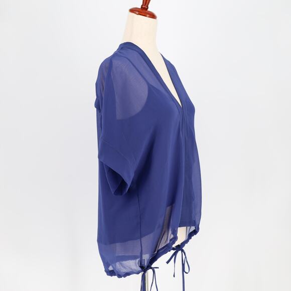 Rag & Bone Women Blue Mesh Elysse Casual Relaxed V-neck Elegant Blouse Size S - Picture 4 of 6